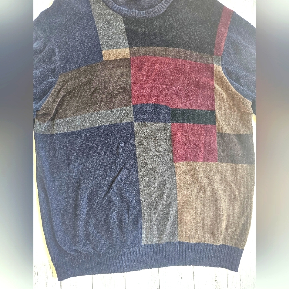 Dockers Extra Soft Pullover Colorblock Sweater Ribbed Neckline Cuffs & Hemline - Picture 2 of 6